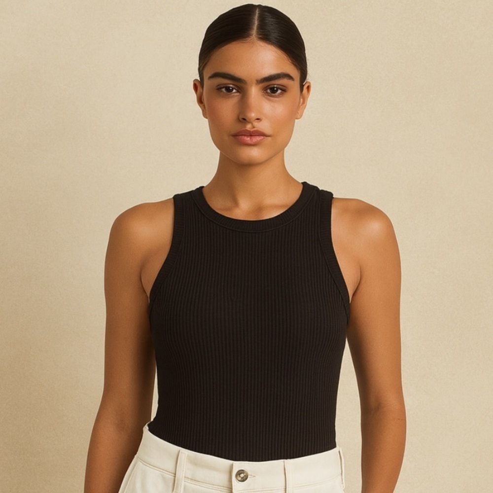 A New Day High Rise Ripped Black Tank Top Size Medium
